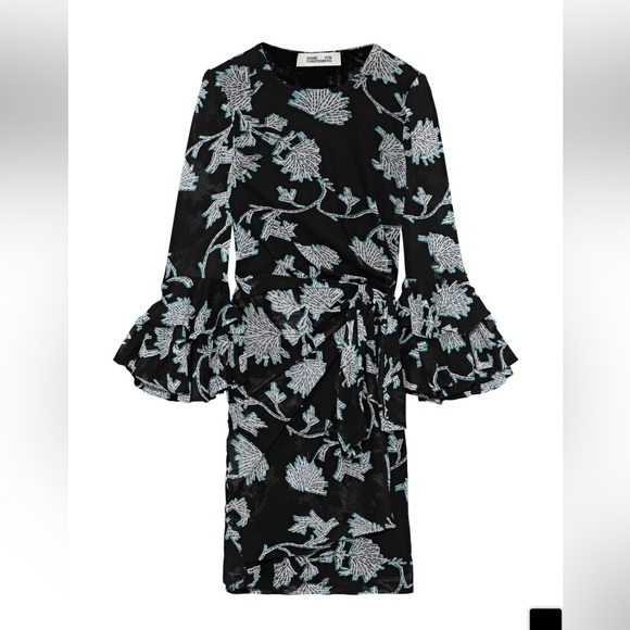 Diane Von Furstenberg Faridah Floral Mesh Dress sz M 93 - Picture 4 of 11